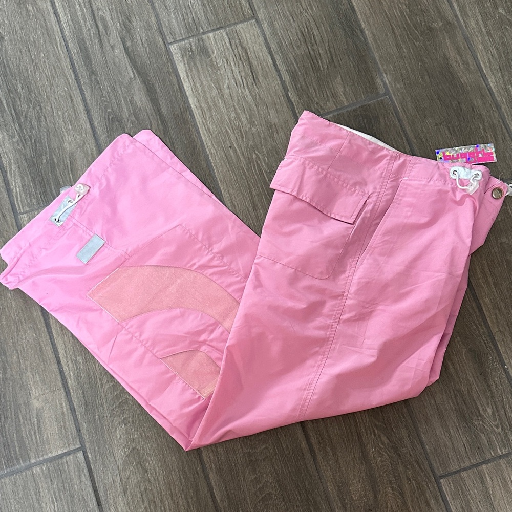 Buggirl Y2K Pink Rave Pants or Snowboard Pants. Size 1. True cinch tie.